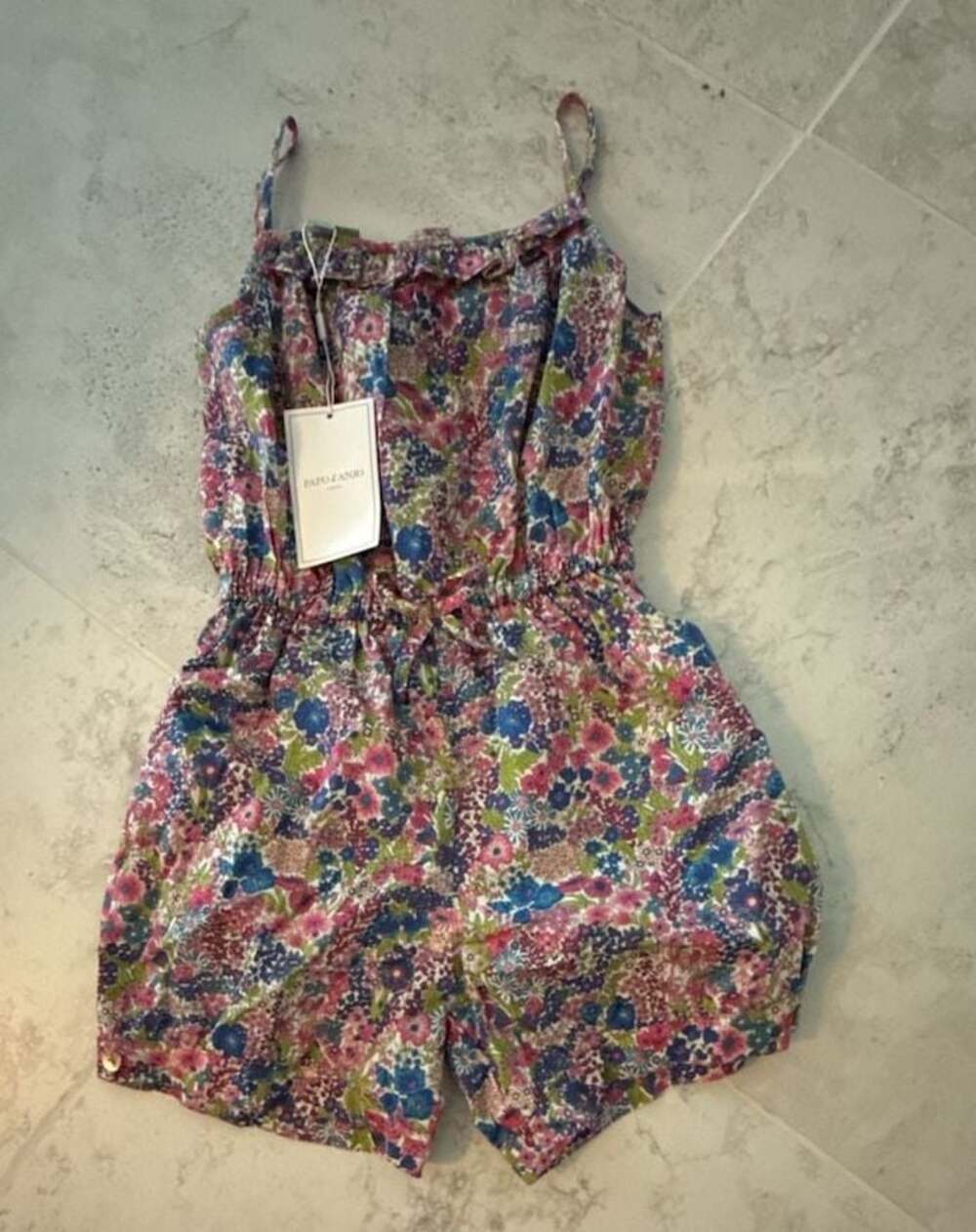 Papo d'Anjo Girls Jumpsuit Hot Pink Liberty Floral Size 8y